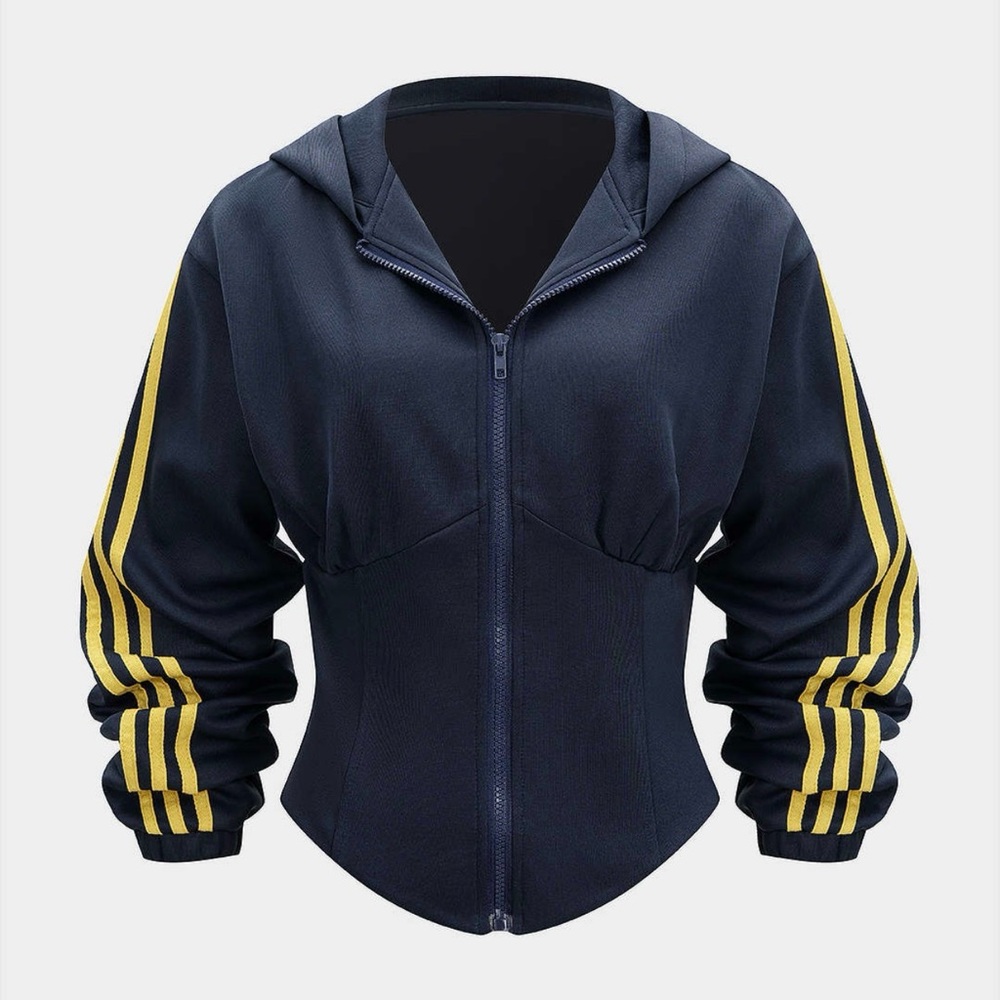 NWOT Women's Navy and Yellow Striped Track Suit